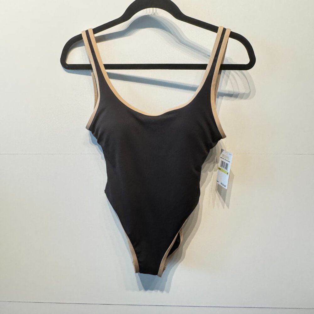 NWT Michael Kors Black Khaki One Piece Swimsuit - Picture 2 of 9